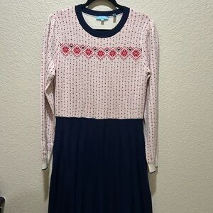 Draper James Cream and Navy Women’s Sweater Dress